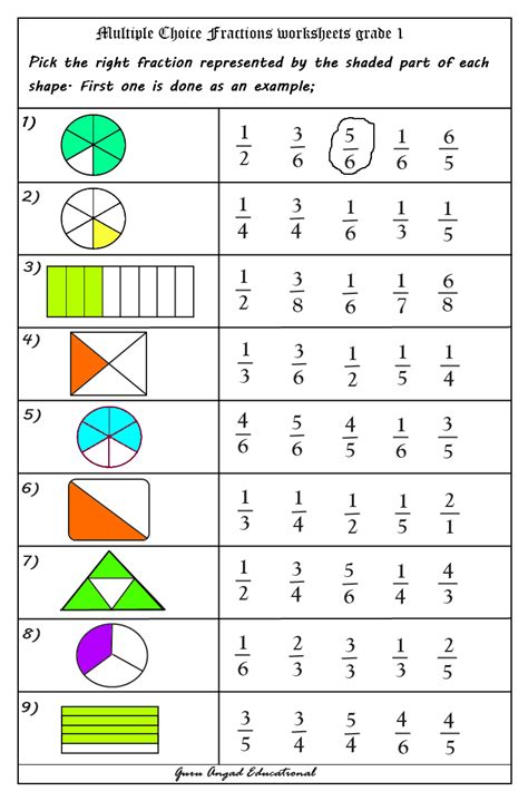 Math Fractions Worksheet