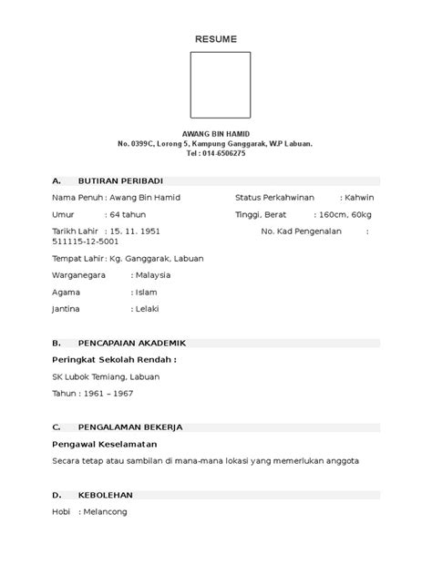Contoh Resume Ringkas Bahasa Melayu