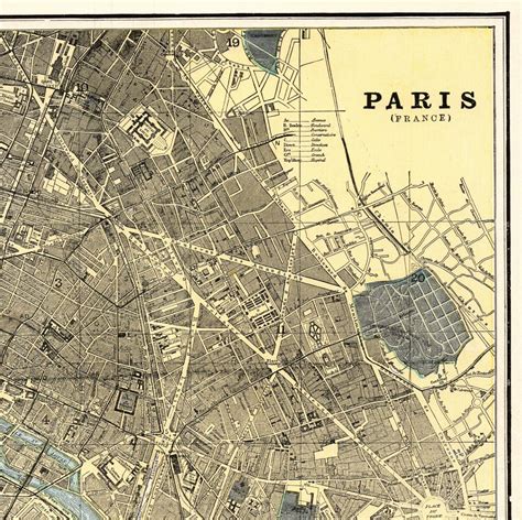 1894 Antique Paris France Street Map Of Paris City Map George Cram