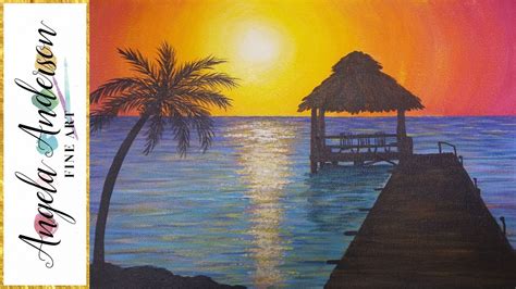 Sunset painting sky evening nature sea ocean sun water orange beach dusk landscape horizon beautiful clouds red light cloud silhouette background night twilight yellow coast architecture paint. Easy Sunset Ocean Seascape Acrylic Painting Tutorial ...