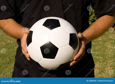 Soccer Ball And Hands Stock Photo Image Of Soccer Caucation 2208340