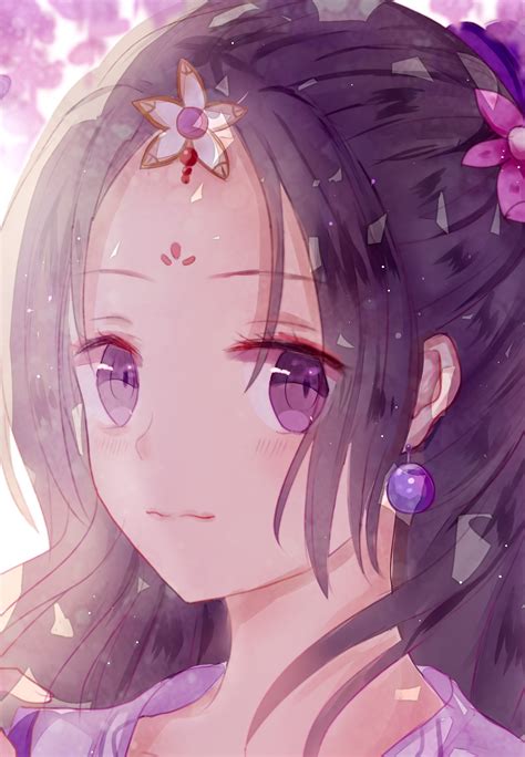 Download Wallpaper 1440x2630 Beautiful Anime Girl Purple Eyes Cutie Samsung Galaxy Note 8