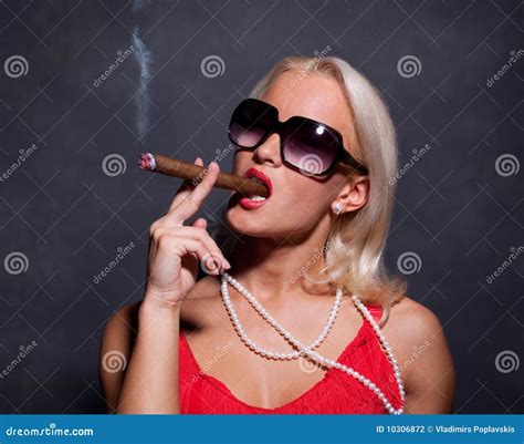 Portrait Of Elegant Smoking Woman Stock Photo Image Of Female Girl