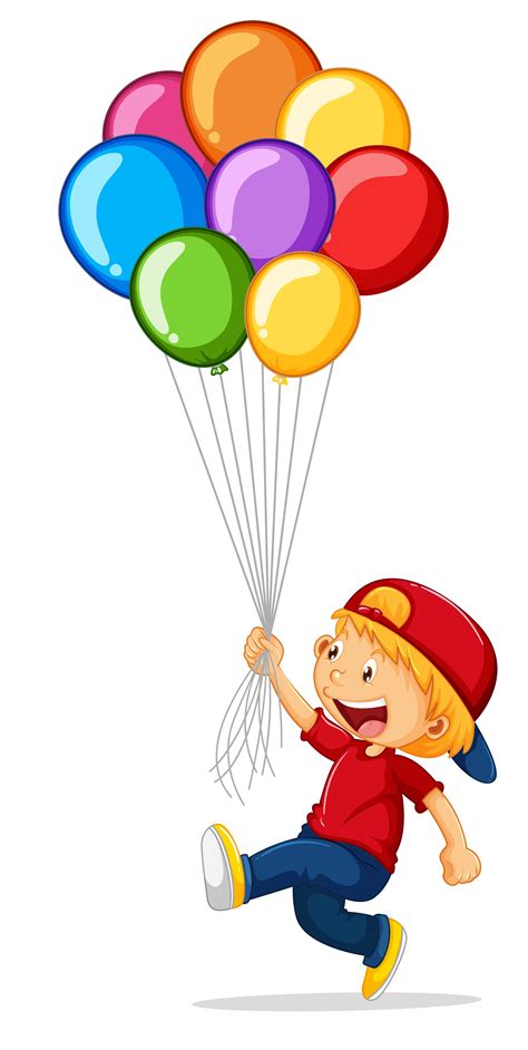 Kid Holding Balloons Clip Art