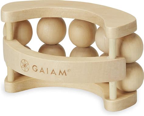 Gaiam Relax Massage Ball Roller Handheld Wooden Total Body Massager For Back Neck Foot Calf
