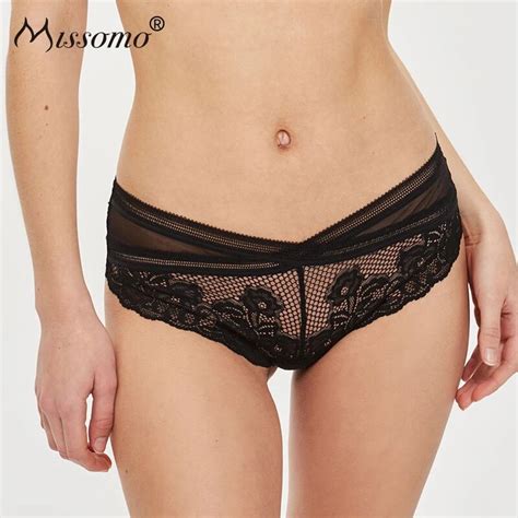 Missomo Sexy Mesh Lace Stitching Perspective Comfortable Panties Female