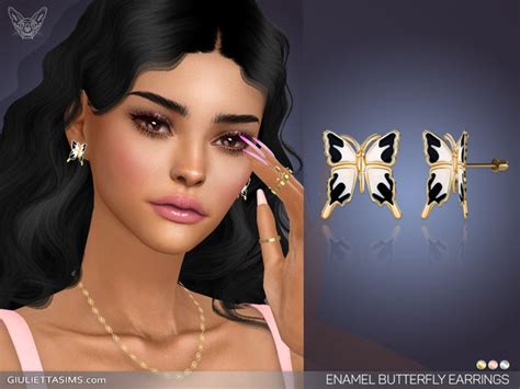 The Sims Resource Enamel Butterfly Earrings