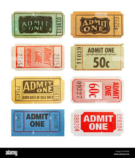 Selection Of Different Old Admit One Tickets Isolated On White