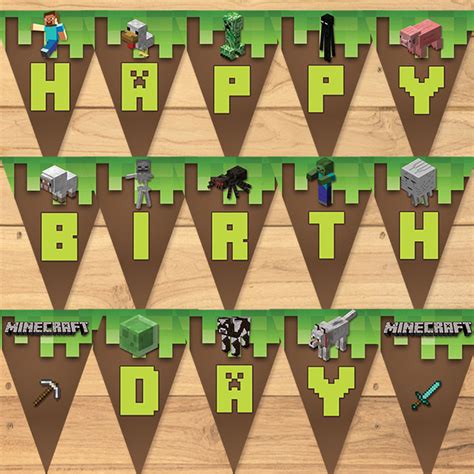 With our printable birthday cards, preparing for a loved one's special day is a breeze! Personalized Minecraft Birthday Banner With by MonksTavern ...