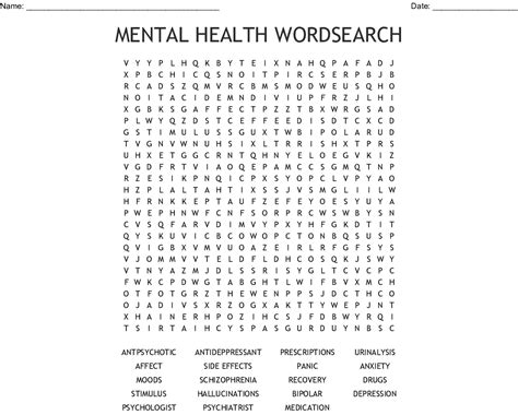 Mental Health Wordsearch Wordmint