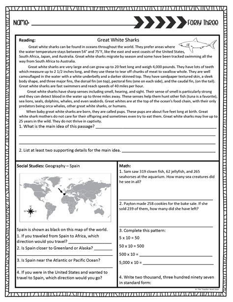Free Morning Work 10 Days Print And Digital For 4th Grade The Teacher