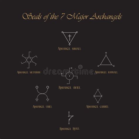 Seals Of The Seven Archangels Majors Alchemy Symbols Stock Vector