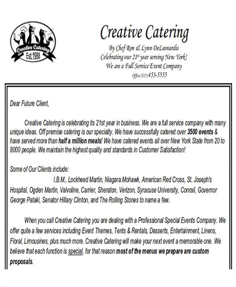 How To Write A Business Proposal For Catering Services Businesser