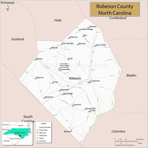 Map Of Robeson County North Carolina Where Is Located Cities