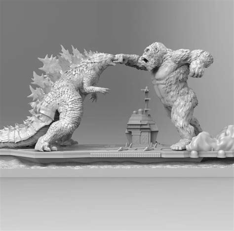 Godzilla Vs King Kong Kaiju Stl Model 3d Printbaar Etsy Nederland