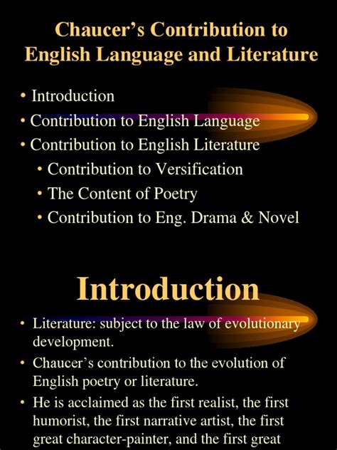 Chaucers Contribution To English Language And Literature Geoffrey