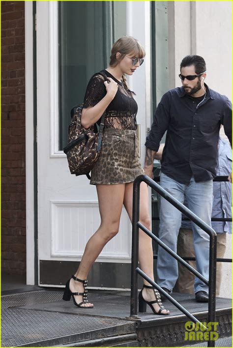 Taylor Swift Pairs Leopard Print Miniskirt With Lace Top Ahead Of First