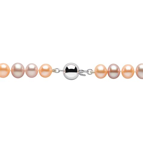 Mm Cultured Freshwater Multi Colour Pearl Necklace Ct White Gold Costco UK