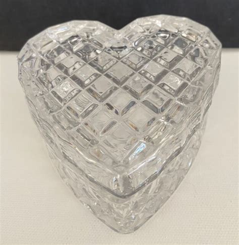 Heart Cut Glass Lead Crystal Jewelry Trinket Box Ebay