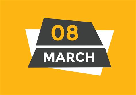 March 8 Calendar Reminder 8th March Daily Calendar Icon Template