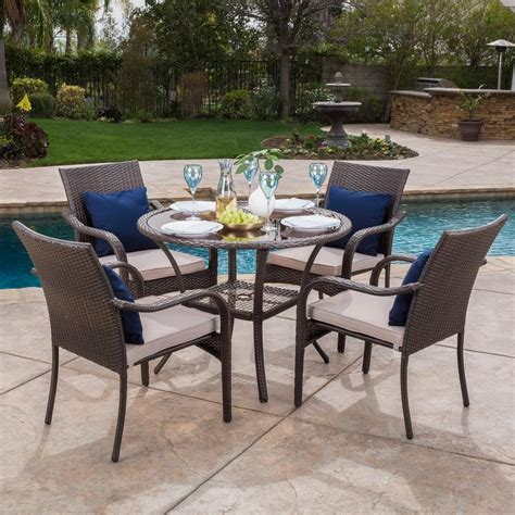 Shop with afterpay on eligible items. Noble House San Pico Brown 5-Piece Wicker Outdoor Dining ...