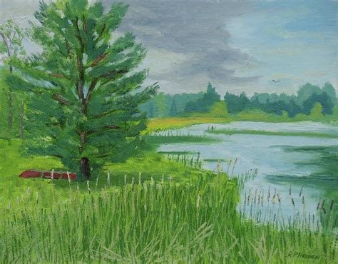 Pond Sentinel Painting By Robert P Hedden