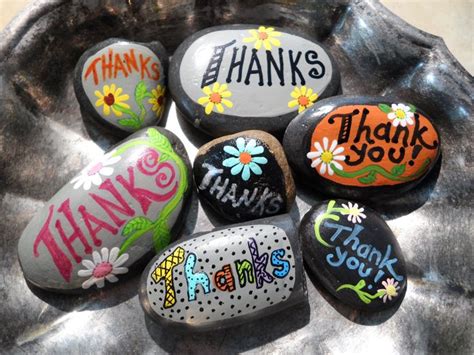 Hand Painted Thanks And Thank You Rocks Mbr Rock Painting Designs Hand