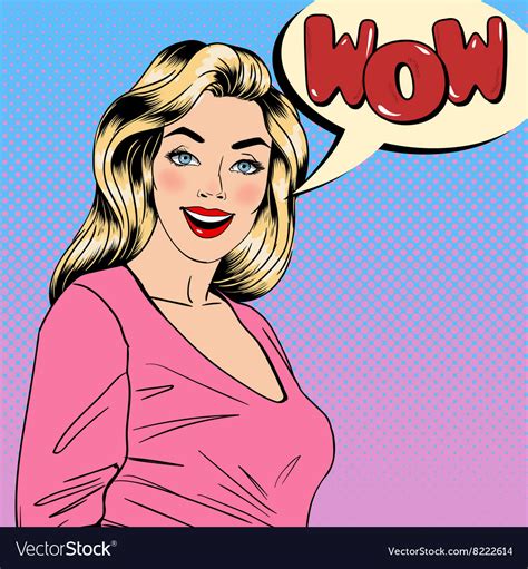 Surprised Woman Happy Girl Pin Up Royalty Free Vector Image