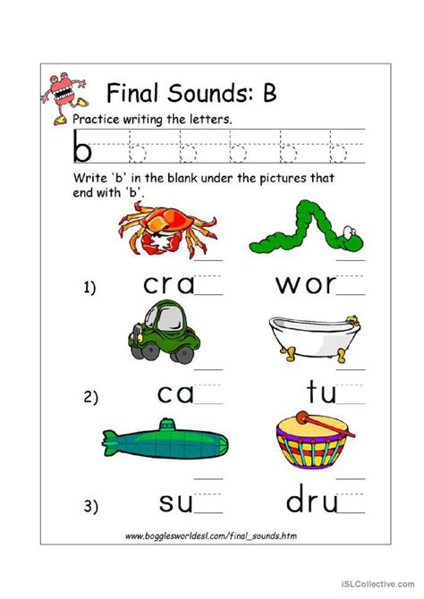 Final Sound B English Esl Worksheets Pdf And Doc