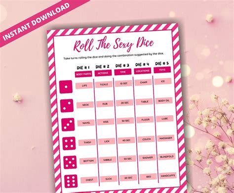 Roll The Sexy Dice Game Printable Love Dice Game Dirty Sex Etsy