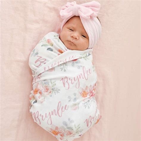 Ellas Dusty Rose Personalized Baby Name Swaddle Blanket Personalized
