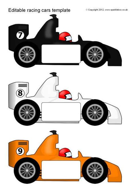 Editable Racing Car Templates Sb7757 Sparklebox Cars Preschool