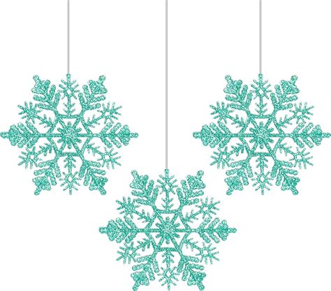 Ams 30ct 4100mm Plastic Glittered Snowflake Ornaments