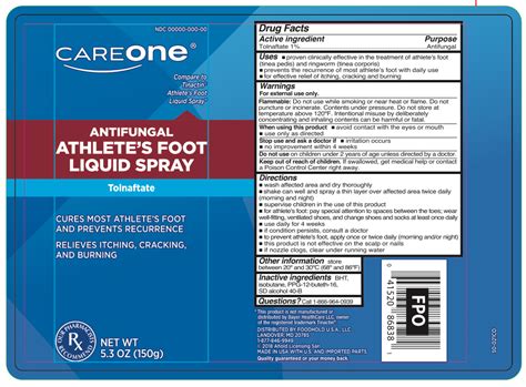 Careone Antifungal Tolnaftate Athletes Foot Liquid Spray