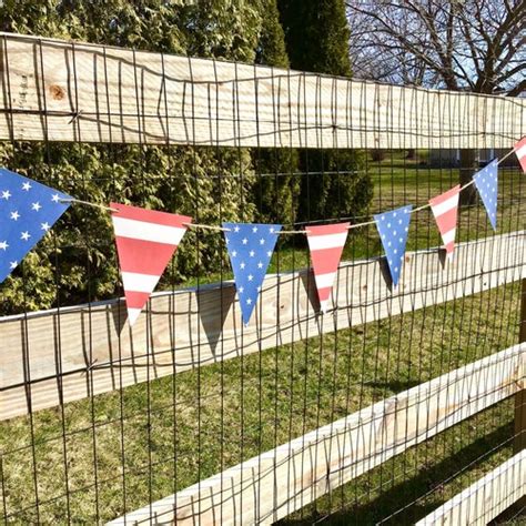 Patriotic Red White And Blue Flags Pennant Garland Banner Etsy