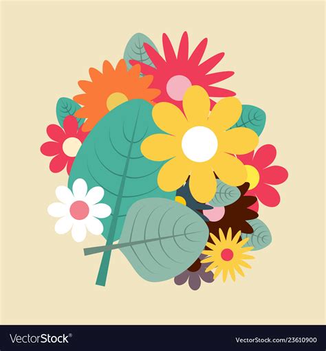 Spring Flowers Flat Design Royalty Free Vector Image