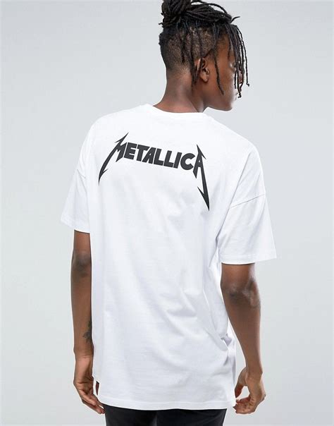 Asos Metallica Oversized Band T Shirt With Face Print White Mens