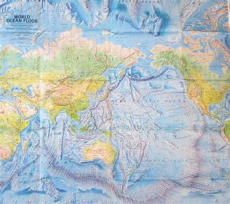 Map Of World And Ocean Floor 1981 And Exploring Artic Ocean Etsy In