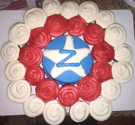 But he might be able to win. Mini captain America shield cupcake cake | Cupcake cakes ...