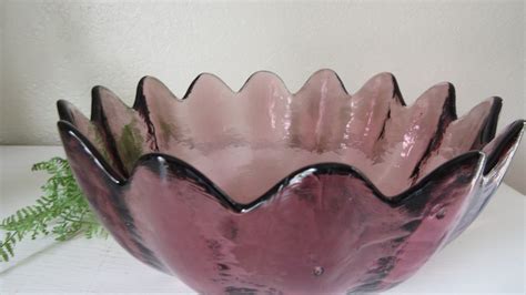 Blenko Purple Glass Bowl Blenko Art Glass Amethyst Lotus Etsy