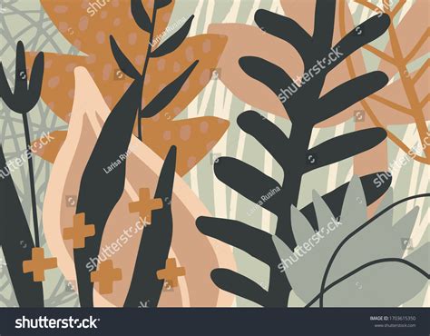 Abstract Creative Aesthetic Background Plants Various Vetor Stock