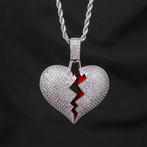 Check spelling or type a new query. White Gold Single Broken Heart Pendant Necklace - KRKC&CO ...