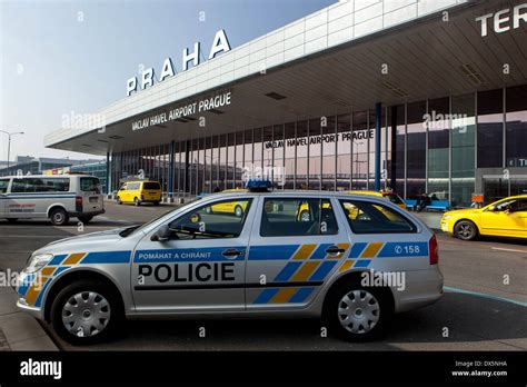 prague airport czech police car on vaclav havel airport ruzyne prague police czech republic
