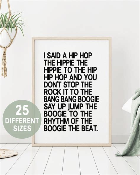 I Said A Hip Hop Rapper S Delight Print Sugar Hill Gang Rap Poster Rap Lyrics Wall Art Hip