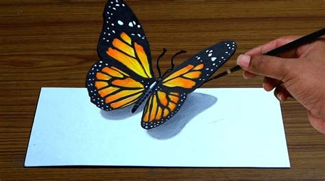 How To Draw 3d Butterfly In Simple Way Anamorphic Illusion Trick