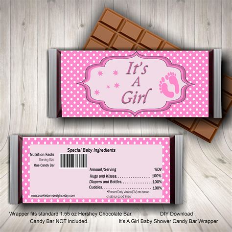 Girl Baby Shower Candy Bar Wrapper Its A Girl Wrapper Party Etsy