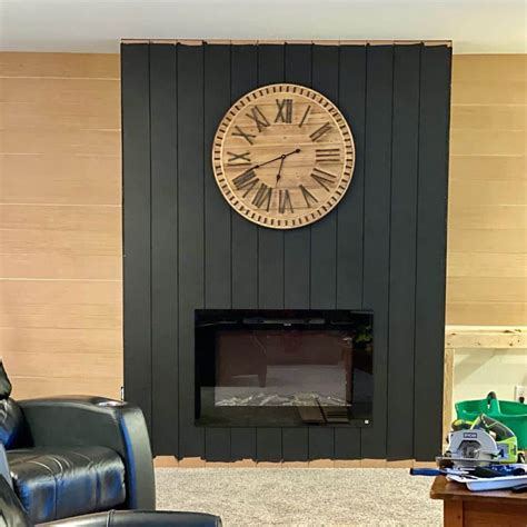 Oversized Clock On Black Shiplap Wall Soul And Lane