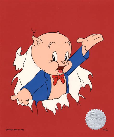 Comic Mint Animation Art Porky Pig 1986 Th Th Th Thats All Folks