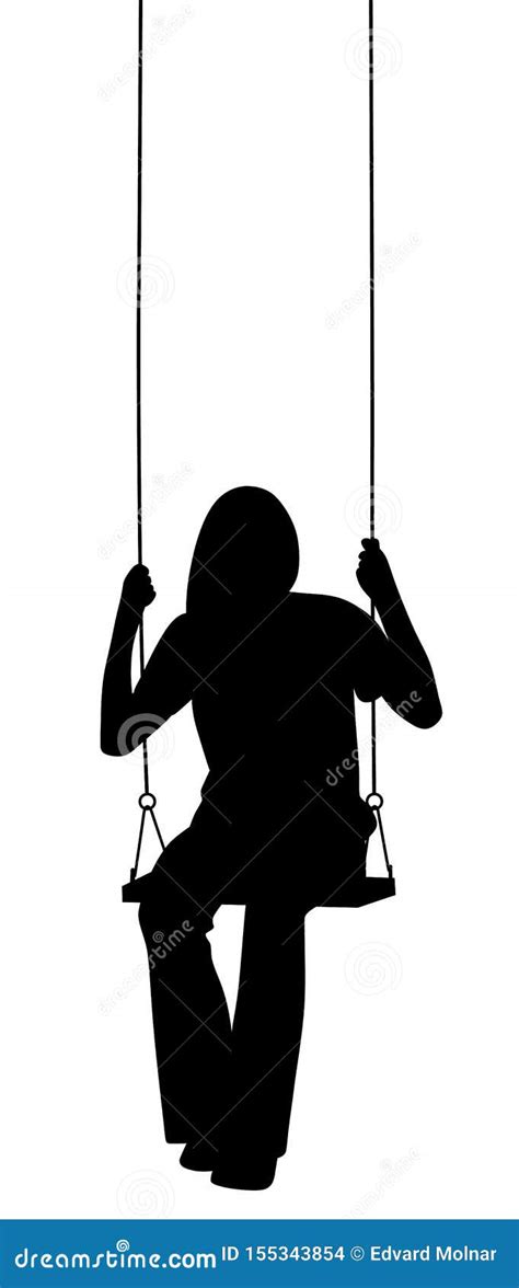 Young Woman Sitting On A Swing Stock Vector Illustration Of Lady