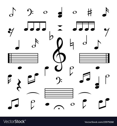 Musical Notes Music Notes Set Musical Note Treble Clef Vector Image
